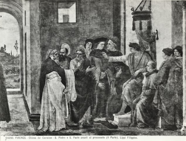 Anonimo — Firenze - Chiesa del Carmine - S. Pietro e S. Paolo avanti al proconsole (II Parte). Lippi Filippino. — particolare